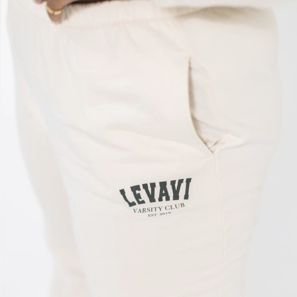 Levavi Varsity Club Made in USA Cotton Sweatpants Medium Bone - Picture 10 of 14